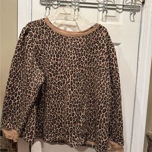 Croft & Barrow Quilted Brown Sweatshirt with leopard print